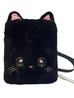 Kitty Cat Black Furry Hard Case Backpack
